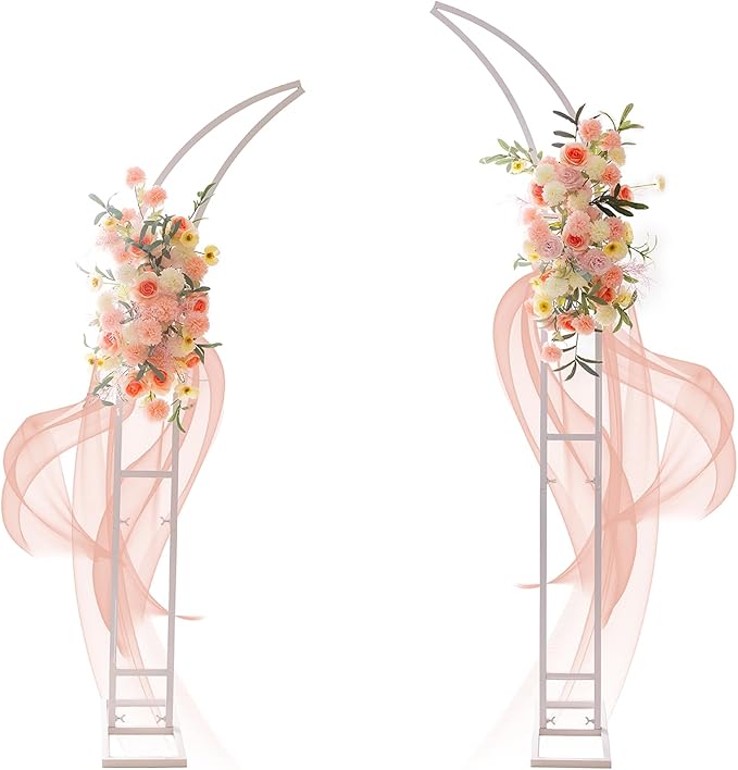 2pcs Large Wedding Arch with Base Flower Stand Arch Bracket Stand Backdrop Stand for Wedding Party Elegant Decorations & Garden Climbing Plants Vines,6.9&5.9 FT-White