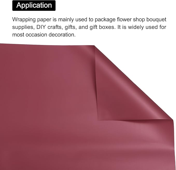 MECCANIXITY Pearlescent Film Flower Wrapping Paper 22.8x22.8 Inch Waterproof for DIY Crafts, Gift/Gift Box Packaging Cherry Red Pack of 20