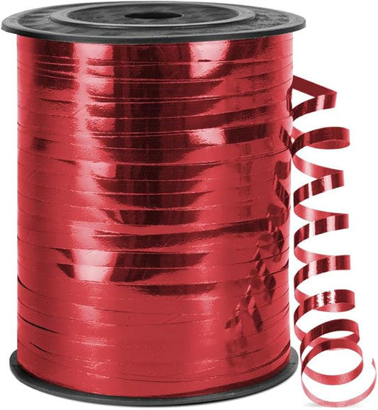500 Yards Metallic Shiny Curling Ribbon with Spool, 1/5" Curly Ribbons - Perfect for Gift Wrapping, Florist Flowers, Birthday Party Decorations, and Balloon String Ribbon in Red