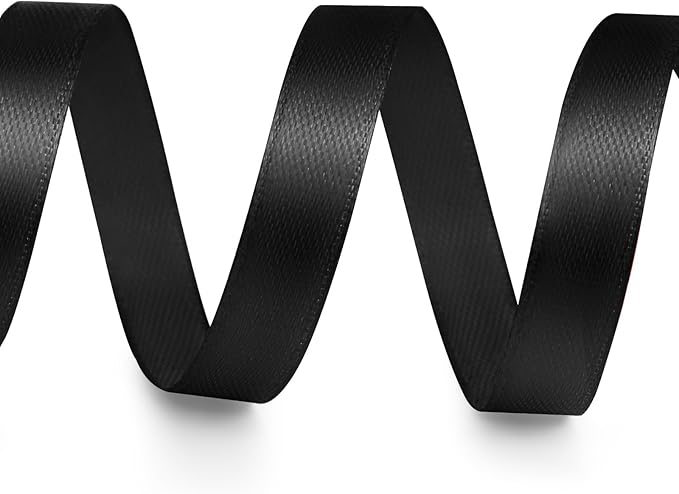 3/8" x 100 Yards Black Ribbon Gift Bow, Satin Ribbon with Spool, for Gift Wrapping, Flower Bouquet, Crafts, Wedding Party Decorations, Outdoor/Indoor Handmade