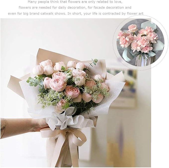 FWSA WRAPS Black Flower Wrapping Paper Roll for Bouquet Wedding Valentines Day Decor Korean Flowers Packaging Supplies Waterproof DIY Gift Wrap Art Craft Paper(COLOR 20)
