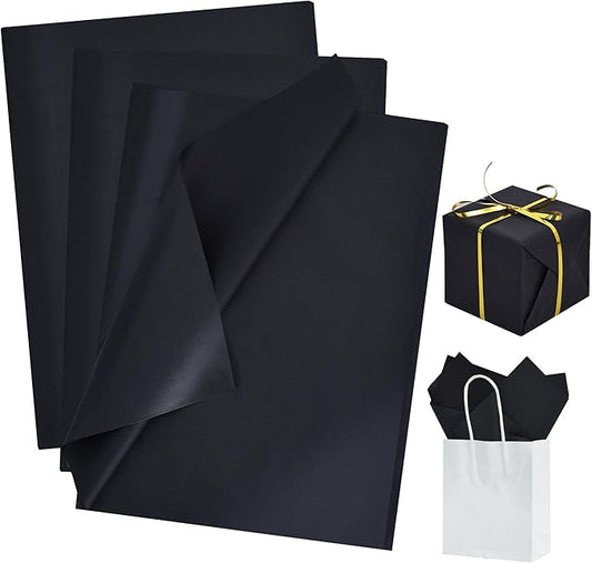 BEISHIDA 100 Sheets Black Tissue Paper Bulk, Wrapping Tissue Paper for Gift Bags, 14 x 20 Inch Gift Wrap for Halloween Birthday Wedding Graduation DIY Crafts Holiday Flowers