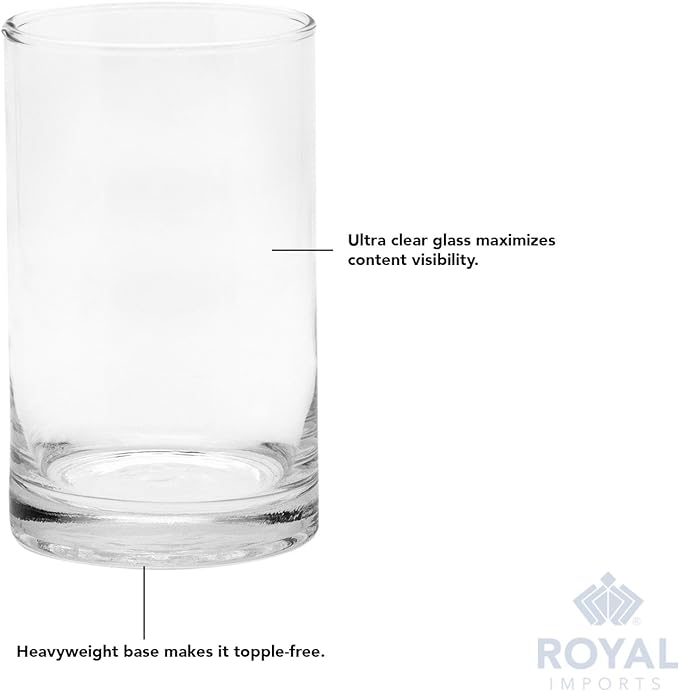 Royal Imports Flower Glass Vase Decorative Centerpiece for Home or Wedding - Cylinder Shape, 12" Tall, 5" Opening, Clear