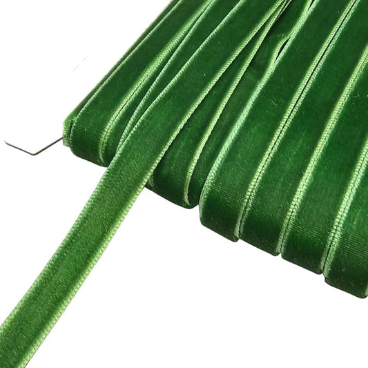 Chenkou Craft Christmas Green 25 Yards 3/8" Velvet Ribbon Lots Bulk (Green, 3/8"(10mm))