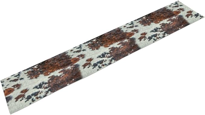 Cow Print Table Runner, Brown Cowhide Print Western Style Table Runner Country Farmhouse Cottage Cow Patten Table Decoration for Home Kitchen Dining, 13x36 in