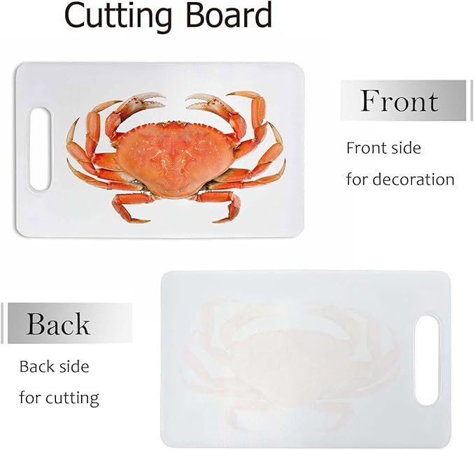Crab Cutting Board with Handles Red Cooked Whole Land Crab Cutting Boards Plastic Safe Chopping Board for Kitchen 16" x 10" x 0.24"