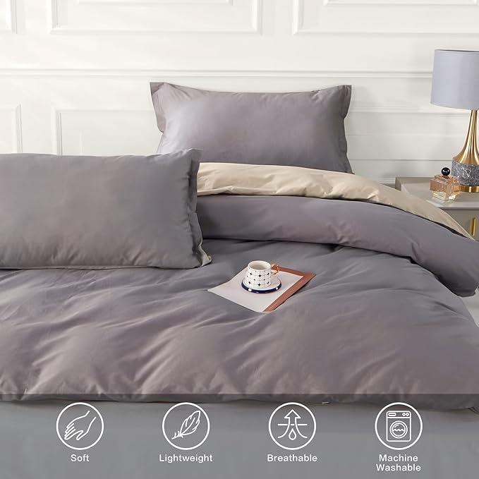 SAPHREAS Purple Duvet Cover Queen Size 3 Pieces Extra Soft Cotton Bedding Set for Kids & Adults, Includes 1 Lavender Duvet Cover 90"x90" with Zipper Closure & 2 Pillow Shams, Comforter Not Included