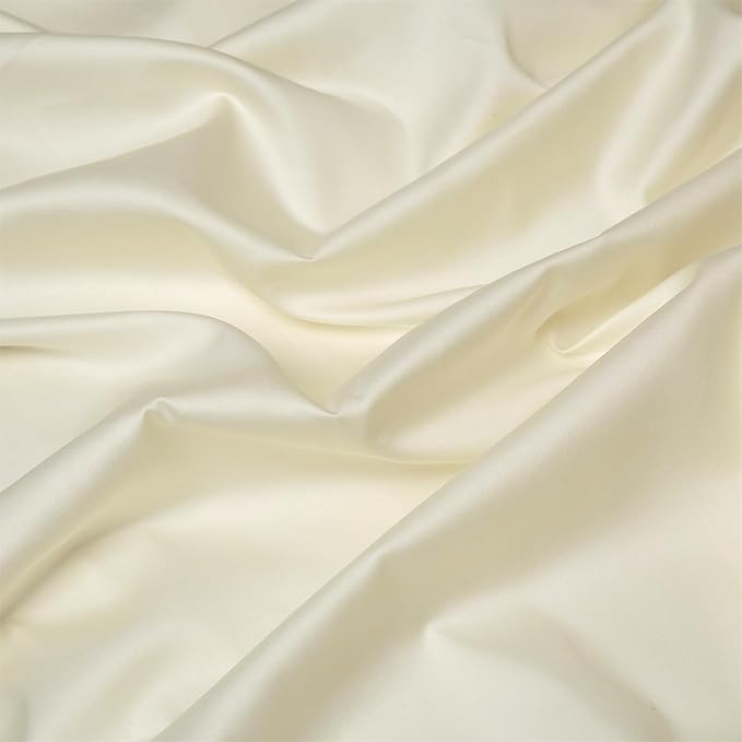 mixinni Luxury Satin Duvet Cover Set with Embroidery Lace, Silky Soft Bedding Set (1 Duvet Cover + 2 Pillowcases), Cream White - Elegant Bedroom Comforter Cover, Vintage Royal Style-Queen Size