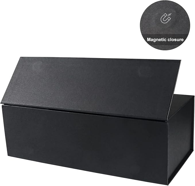 Gift Boxes Black with Magnetic Closure Lid 12" X 6" X 4" Gift Boxes for Presents,Luxury for Gift Packaging, Bridesmaid Gifts Box,Birthday Gift Box,Christmas Gift Box(5PCS)
