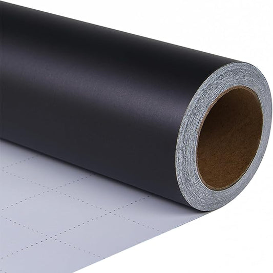 ZINTBIAL Matte Black Wrapping Paper Roll with Cut Lines - Solid Black Holiday Gift Wrap for Graduation, Birthdays, Wedding, Christmas, All Occasion - 17.5 in x 33 ft (48 sq. ft), Easy to Cut