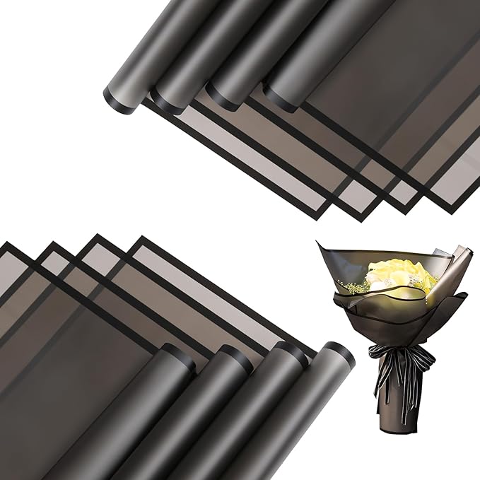 HYSSINOWRAP40 sheet .flower wrapping paper.Flower packaging bouquet wrapping paper.KoreanFlorist Supplies, 22.8 * 22.8 inches (BLACK-40)
