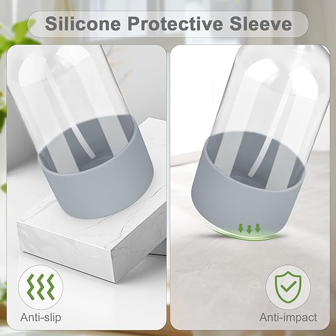 2 Pack Glass Spray Bottles with Silicone Sleeve, 16 oz Empty Refillable Containers with Adjustable Spray Nozzles, Spray Bottles for Hair, Cleaning Solutions and Plants