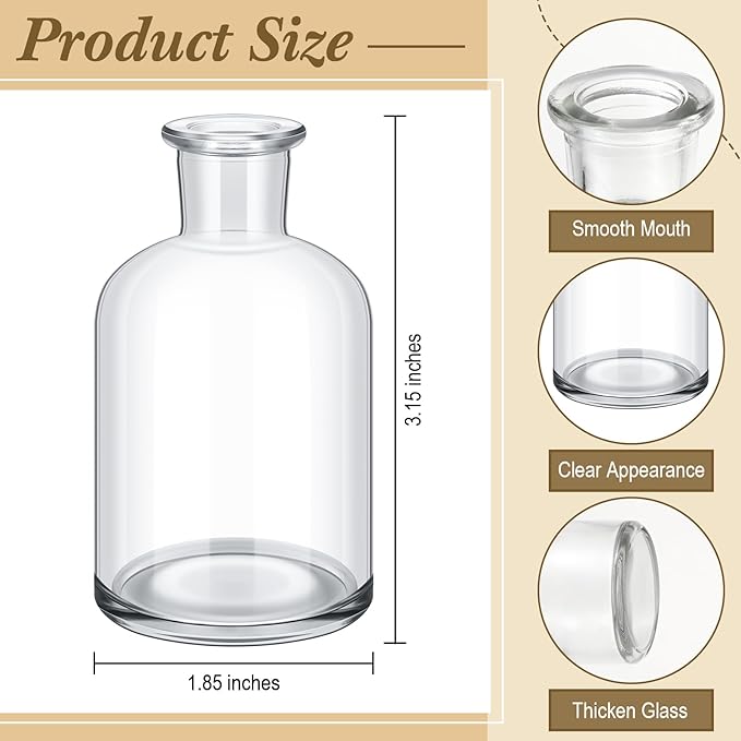 Lallisa 54 Pcs 3.15 Inches Small Glass Bud Vases Bulk Mini Flower Vases for Centerpieces Decorative Glass Bottles Vintage Rustic Decoration for Wedding Dining Table Home Decor