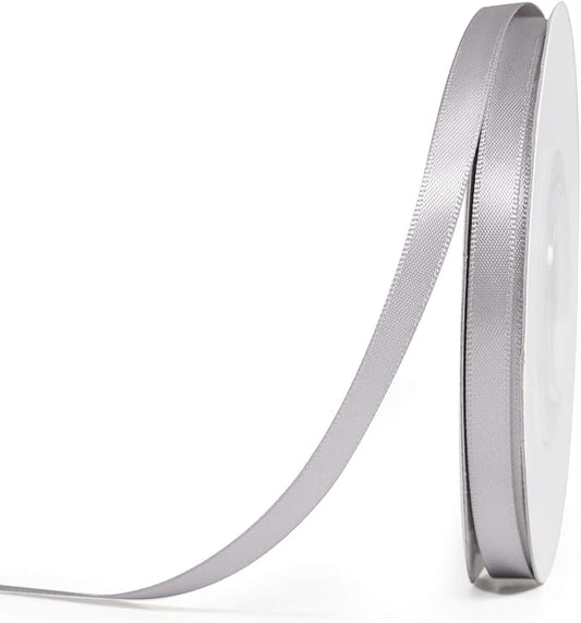 YAMA Silver Double Face Satin Ribbon Roll 1/4 Inch 25 Yards Silver Satin Ribbon for Gift Wrapping Ribbons Decorations DIY Crafts Arts