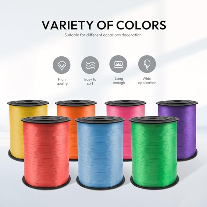 500 Yards Curling Ribbon Black, 1/5" Wide Crimped Black Curling Ribbons - Ideal for Gift Box Wrapping, Birthday, Halloween, Christmas Party Decorations, Balloon String