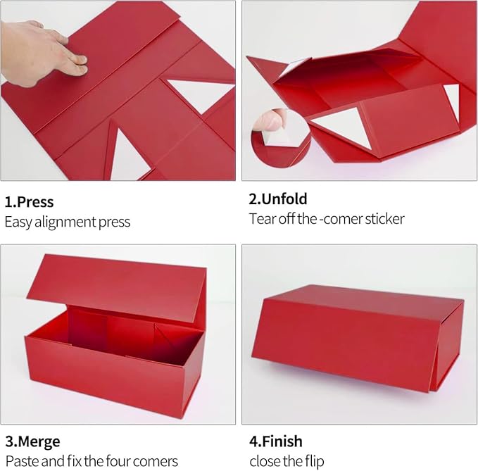 Red Gift Boxe 10" x 6" x 3" with Magnetic Closure Lid Gift Boxes for Presents,Bridesmaid Gifts Boxe,Cute Box,Birthday Gift box,Luxury for Gift Packaging, Magnetic Gift Boxes for Wrapping Gifts (Red/5PCS)