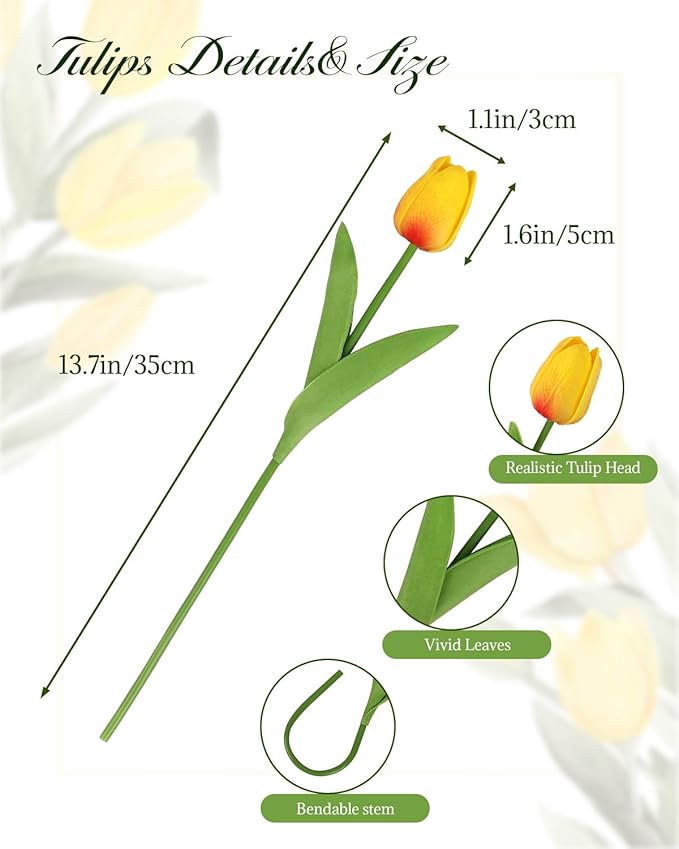 MACTING 30PCS Artificial Tulip Flowers 13.7" Fake Flowers Real Touch Faux PU Tulips Bouquet for Floral Arrangement Table Centerpieces Kitchen Home Kitchen Indoor Outdoor Summer Decor(Multi Colors-2)