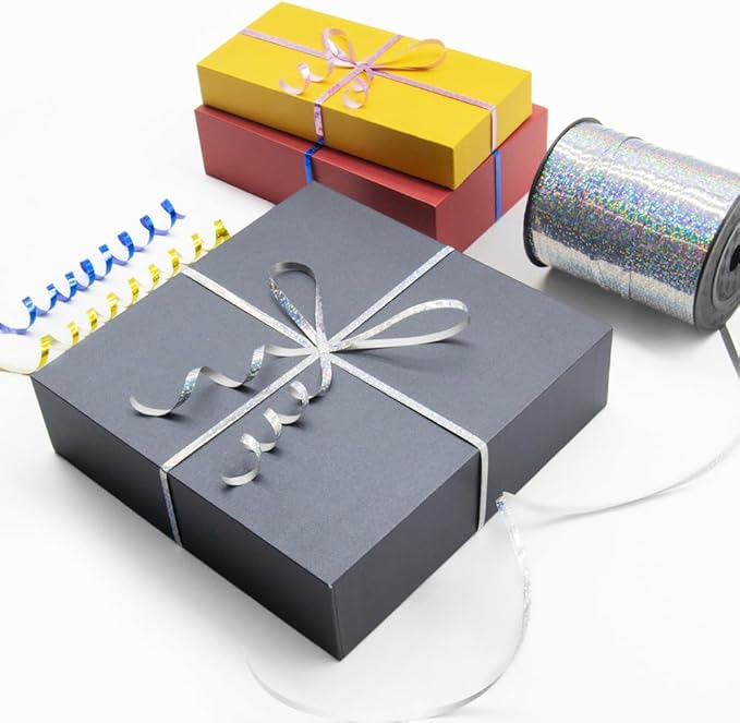 500 Yards Shiny Metallic Silver Curling Ribbon with Spool, 1/5" Holographic Curly Ribbons - Perfect for Gift Wrapping, Florist Flowers, Birthday Party Decorations, Balloon String