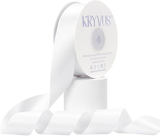 White Satin Ribbon, Double Faced White Ribbon 1-1/2 Inch X 50 Yards Premium Satin Ribbons for Gift Wrapping, Crafts, Hair Bow Making, Sewing, Flower Bouquet, Wedding Party Decor
