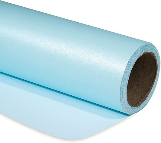 RUSPEPA Light Sky Blue Gift Wrapping Paper - 81.5 Sq Ft-Solid Color Pearly-Shiny Silk Paper Perfect for Wedding, Birthday, Christmas, Baby Shower, Bridal Shower, Easter -30Inch X 32.8Feet