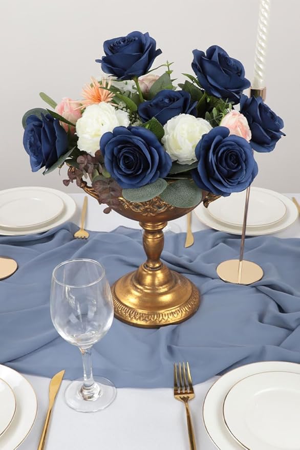 50pcs Roses Artificial Flowers Navy Blue Fake Roses Flowers with Long Stems Silk Flowers for Wedding Bouquet Centerpices Decorations Party Bridal Baby Shower Home Decor