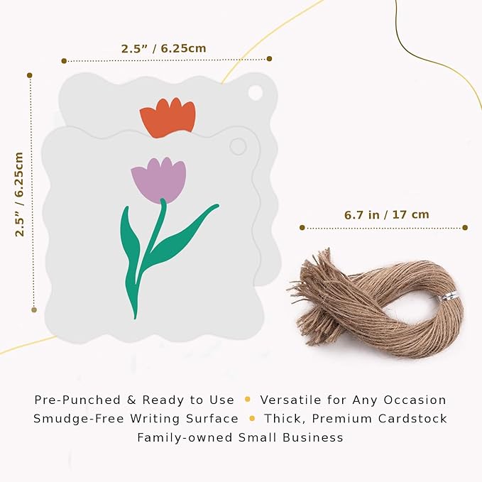 50 Floral Thank You Gift Tags with String Attached, Small Thank You for Celebrating with Us Gift Bag Tags for Presents and Personalized Party Favors - Baby Shower, Wedding, Bridal Shower, Birthday
