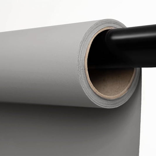 Kate Seamless Paper Backdrop for Photography Light Gray Photo Backdrop Paper (53''x16.4' Pursuit Grey)