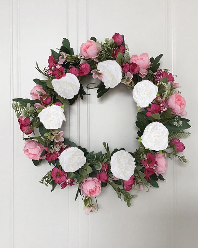 Peony Artificial Flowers 16pcs Fake Peonies Bulk White Silk Flowers Faux Peony Flowers Silk Peonies Heads with Stem Realistic Flowers for Home Wedding Party Festival Decor (Pure White)