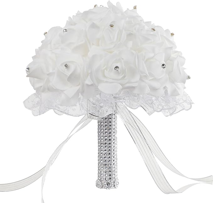 Ochine Bride & Bridesmaid Bouquets - Silk Hand Holding Flower Bouquet for Valentines Day Decor, Wedding Party Supplies & Home Decor