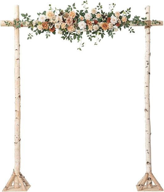 Ling's moment Wedding Arch Flowers - 6.5FT Floral Garland for Ceremony Arbor Backdrop Decoration - Artificial Rose Floral Swag for Sweetheart Table Birthday Party, Baby Shower, Cream Orange