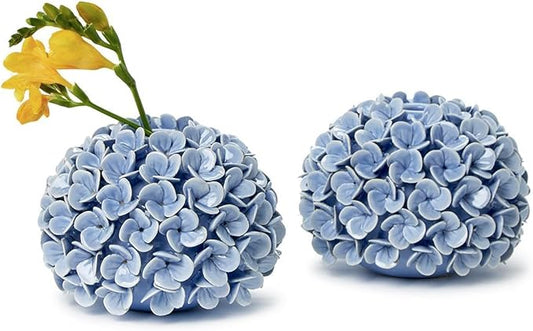 Two's Company Hydrangea Flower Bud Vases and Taper Candle Holders, 5.5-Inch, Set of 2