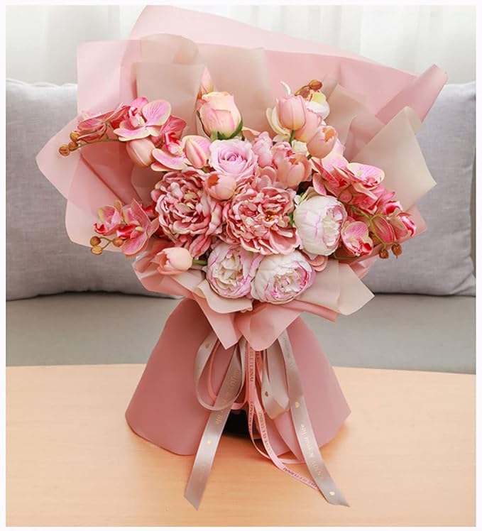FWSA WRAPS Floral Wrapping Paper for Bouquets Pink Waterproof Pure Color DIY Flower Gift Packaging Material Florist Supplies 40 Sheets 22.8X22.8 Inches (COLOR 7)