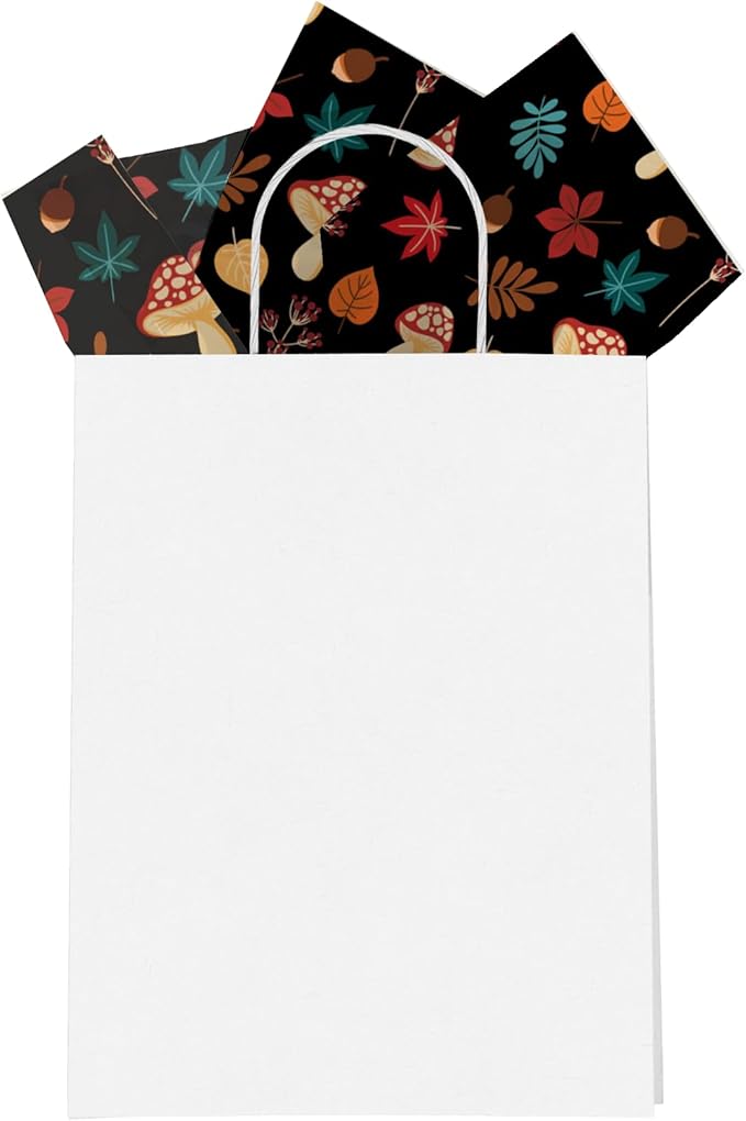 Fall Medley Printed Tissue Paper for Gift Bags or Boxes and Wrapping - Autumn Mushrooms Bulk Decorative Art Tissue Paper for Packaging and Gifting | 24 Sheets 20" x 30"