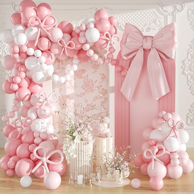 Arch Backdrop Cover Baby in Bloom Baby Shower Arch Stand Spandex Fabric Cover Blue Flowers Floral Pink Bows Girls Birthday Party Baptism Decorations (3X5ft,G-4032)
