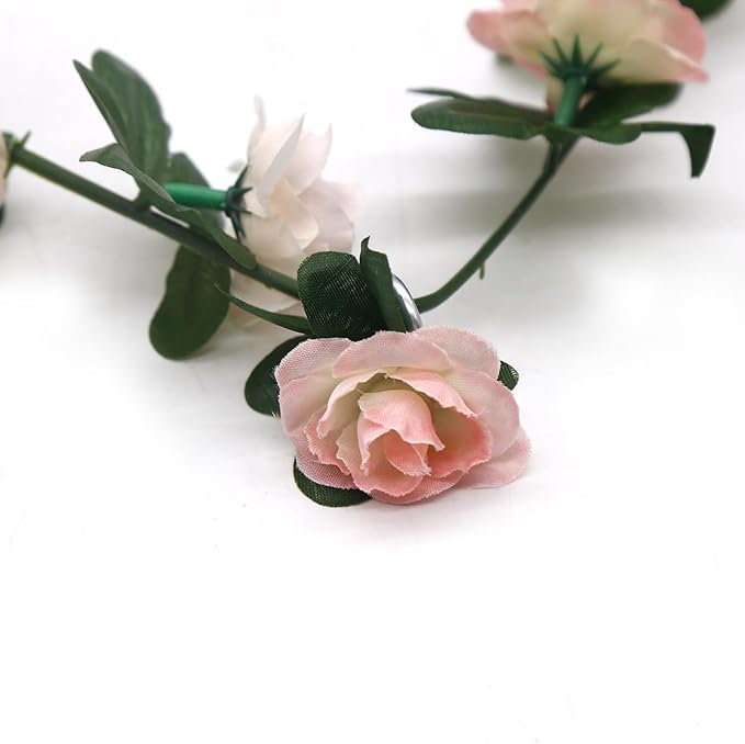 12 PCS 98.4 FT Artificial Flower Garland Rose Garland for Wedding Room Decor（12,Light Pink）