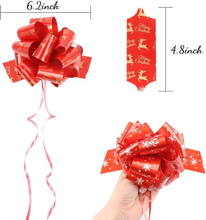 3 otters 26Pcs Christmas Bows for Gift Wrapping, 6.2inch Christmas Pull Bows for Xmas Present Gift Wrapping Holiday Decorative