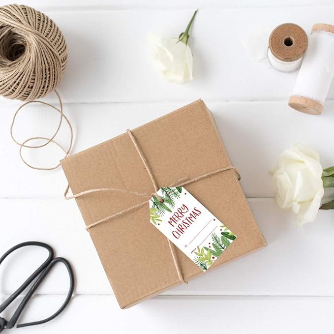 Andaz Press Christmas Holiday Season Classic Gift Tags, Merry Christmas to from Classic Favor Tags, Holly and Berry Branches Design, for Holiday Events, Parties, and Favors, 60-Pack