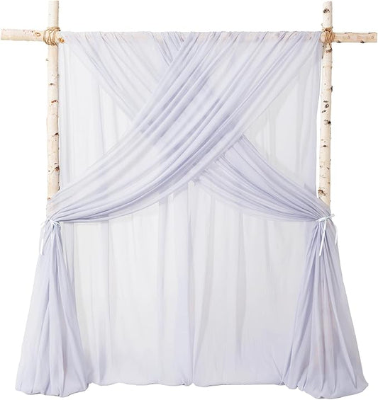Ling's moment Blue Backdrop Curtains, 10Ft x 23Ft Dusty Blue Long Sheer Wrinkle-Free Background Backdrop Curtain&Table Cloth for Birthday Party Wedding Baby Shower Photo Booth Decor