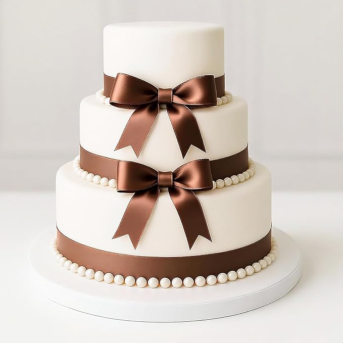 KINGLAKE Brown Satin Ribbon – 1 1/2'' x 100 Yards Polyester Brown Ribbon for Gift Wrapping, Wedding, Party Decoration, DIY Crafts, Floral Bouquets and Wreath Bows
