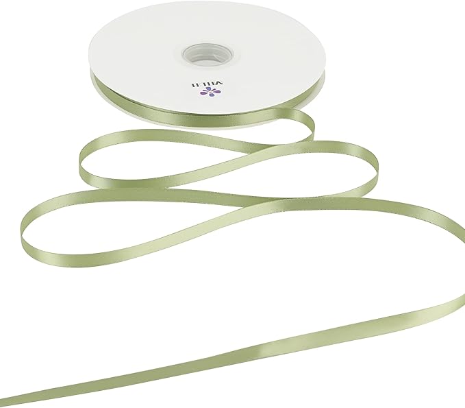 MEEDEE Olive Green Ribbon 3/8 Inch Double Faced Satin Ribbon 100 Yards Bulk Thin Green Ribbons for Gift Wrapping, Wedding, Crafts, Card Making, Favor Decor