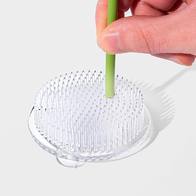 QWQKEFEUN Flower Frog,ikebana1 Exquisite Clear Plastic Three-Suction-Cup Flower Arrangement Holder＋Cleaning Brush，Used forflower Frogs for Arrangements vase 70mm / 2.76 Inch (White) (1PCS)