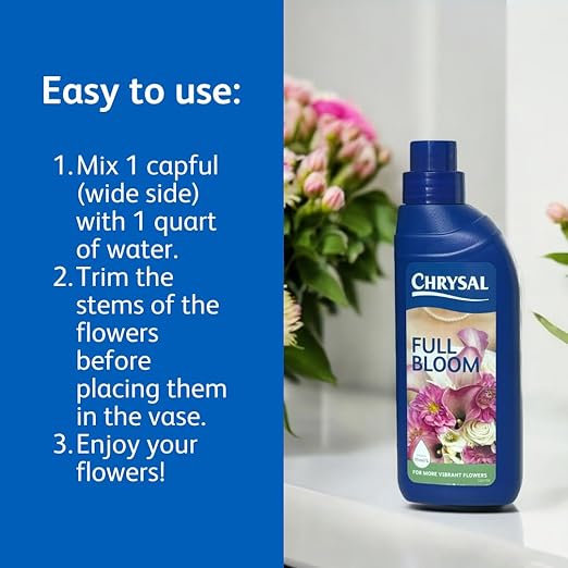 Chrysal Full Bloom Liquid Flower Food - Clear, Concentrated for Flower Arrangements & Bouquets - Mix with Water - Ideal Florist Supplies & at-Home Use - 500mL Bottle (500ml) (2 Pack)