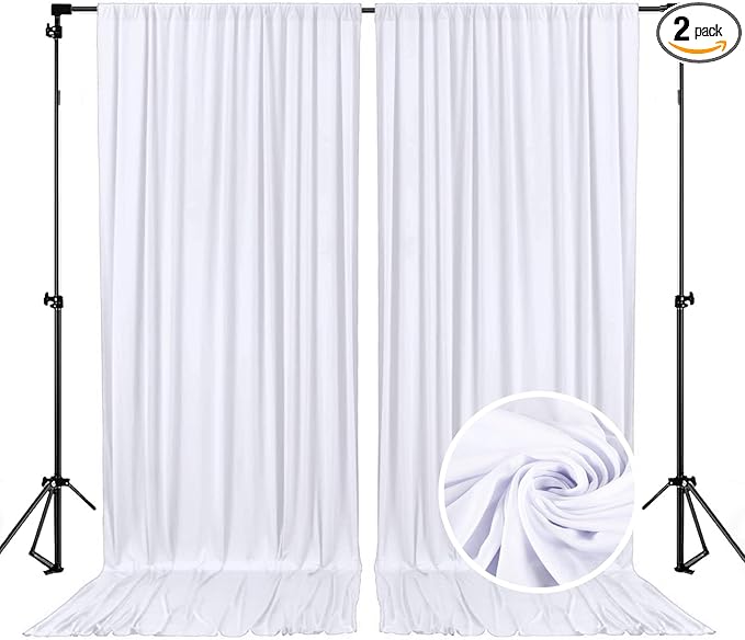 10 x 10 Feet White Backdrop Curtain for Partie, Background Curtains for Photoshoot, Birthday, Wedding, Halloween, Thanksgiving, Christmas, New Year Party Decorations 5Ft x 10Ft, 2 Panels
