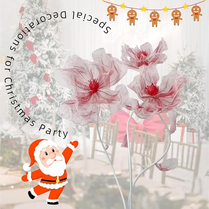 Giant Flowers for Decoration, 5.58 ft Big Artificial Organza Flower for Wedding Reception Birthday Christmas Party Backdrop Decor Photography Props Shop Window Display, Red