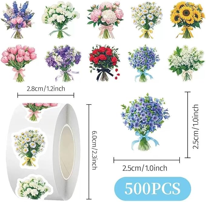 1000 Pcs Flower Stickers for Kids Classroom Boys Girls School Students. 2 Roll 1 Inch Leaf Plant Stickers Bulk .Floral Scrapbook Nature Sticker Packs for Water Bottles Phone Case Laptop