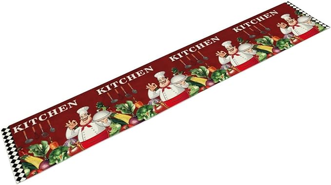 Chef Table Runner,Farmhouse Burlap Table Runners for Party Wedding, Chef Decorations for Kitchen, Chef Kitchen Decor 13x60in