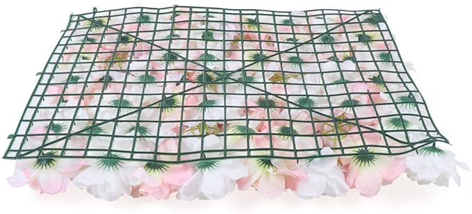 Eapmic 16"x 24" Artificial Flower Wall Panels,Flower Wall Mat Silk Flower Panels for Outdoor Garden Backyard Fence Fence Privacy Screen and Indoor Wall Decor (5Pcs Light Pink+White)