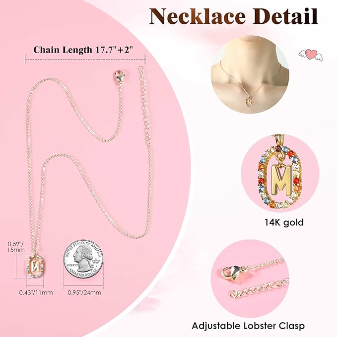 Cute Preserved Real Roses Bear Gift with 18K Gold Plated Initial Necklaces for Women, Mothers Day Birthday Anniversary Christmas Valentines Presents for Mom Girlfriend Wife