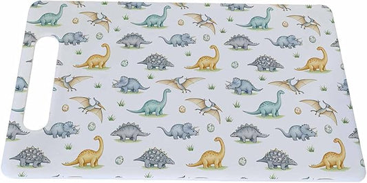 Cute Dinosaur Cutting Board Watercolor Cartoon Animal Colorful Grip Handle Chopping Boards Cutting Board for Kitchen Plastic 16" x 10" x 0.24"