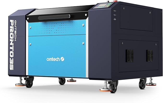 OMTech Pronto 60W CO2 Laser Engraver with Water Chiller&LightBurn, 28"x20" Laser Engraving Machine with Autofocus 2 Way Pass-Throughs Built-in Air Assist, Laser Cutter for Wood Glass Acrylic More